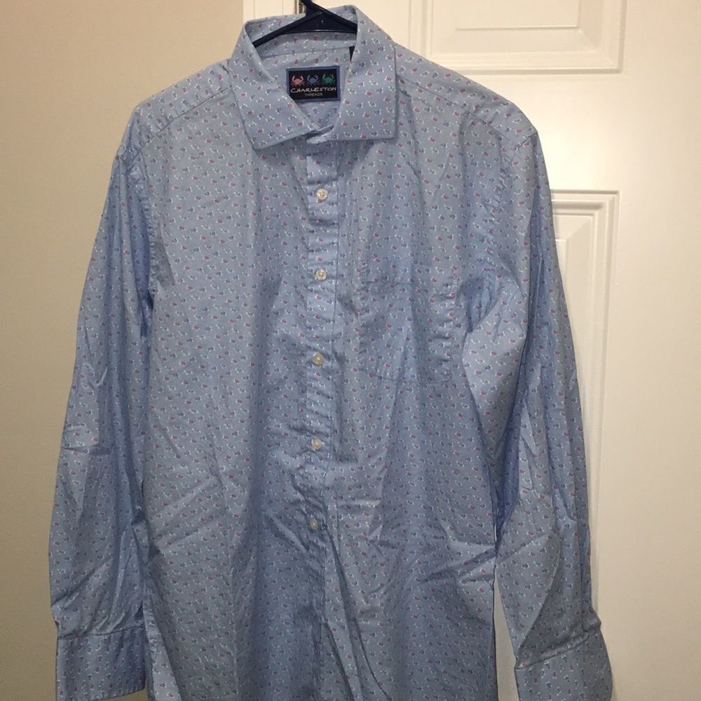 Charleston Threads TURTLE PRINT LS summer shirt L